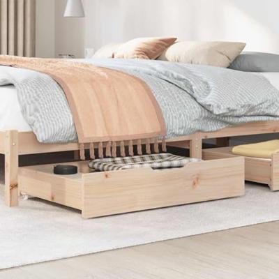 VidaXL Bedlades 2 st met wieltjes 80x55x17 cm massief grenenhout