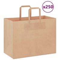 VidaXL Papieren zakken 250 st met hengsels 32x17x25 cm bruin - thumbnail