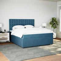 Boxspring met matras fluweel blauw 180x200 cm - thumbnail