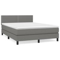 Boxspring met matras stof donkergrijs 140x200 cm - thumbnail