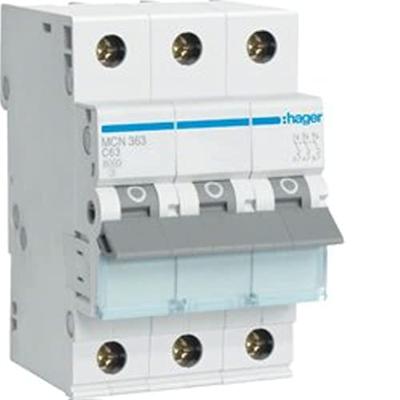 Hager MCN363 MCN363 Zekeringautomaat 3-polig 63 A 400 V