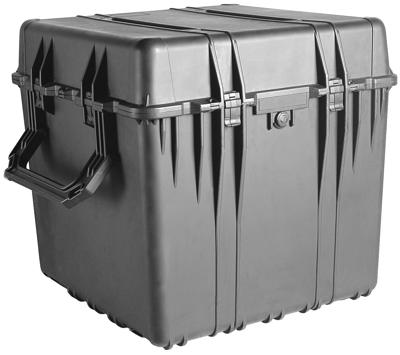 Peli 0370 Diepe Kubus-Vormige Koffer Met Uitschuifbaar Handvat En Wielen Voor Studio Apparatuur, Ip67 Water- En Stofdicht, Capaciteit: 227L, Gemaakt In De Vs, Met Aanpasbaar Plukschuim, Kleur: Zwart