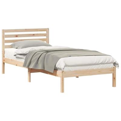 Bedframe met hoofdeinde Bruin 80 x 220 cm Massief grenenhout