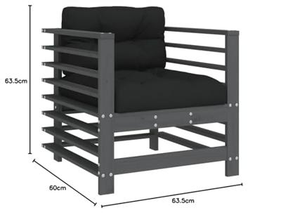 Tuinstoelen 2 st met kussens massief grenenhout grijs Tuinstoelen 2 st met kussens massief grenenhout grijs