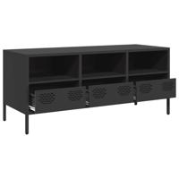 Tv-meubel 101,5x39x43,5 cm koudgewalst staal zwart - thumbnail