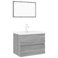 Badkamermeubelset bewerkt hout grijs sonoma eikenkleurig - thumbnail