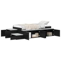 Opbergbedframe Zwart eiken 234 x 118 x 53.5 cm Bewerkt hout - thumbnail