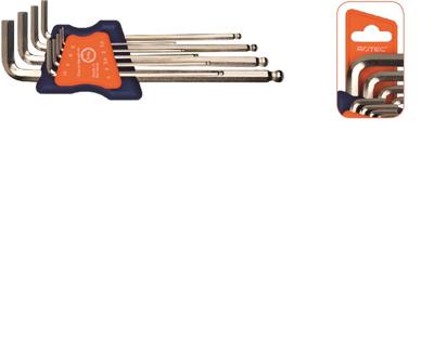 Rotec 9 dlg.Inbussleutelset lang kogelkop metrisch 1,5 - 10,0 mm - 8824003 - 882.4003