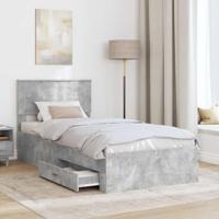 Bedframe met hoofdeinde Beton Grijs 90 x 190 cm Bewerkt hout - thumbnail