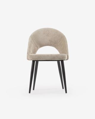 Kave Home Eetkamerstoel 'Mael' Chenille, kleur Beige