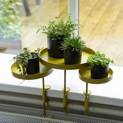 Esschert Design plantenblad met klem rond l goudkleurig