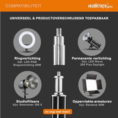 Walimex Pro 14776 Lampstatief Werkhoogte 93 - 260 cm Incl. tas