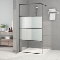 Inloopdouchewand 100x195 cm halfmat ESG-glas zwart - thumbnail