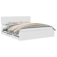 Bedframe met hoofdeinde Wit 200 x 200 cm Geconstrueerd hout - thumbnail