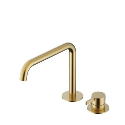 Wastafel Mengkraan Hotbath ace 2-gats Met draaibare uitloop 20 cm Geborsteld Messing PVD
