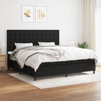 Boxspring met matras stof zwart 200x200 cm - thumbnail