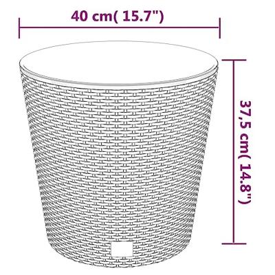 VidaXL Plantenbak uitneembare bak rattan-look 35/37,5 l pp antraciet - thumbnail