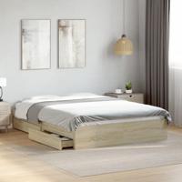 Bedframe met lades bewerkt hout sonoma eikenkleurig 140x190 cm - thumbnail
