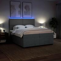 Boxspring met matras stof donkergrijs 200x200 cm - thumbnail
