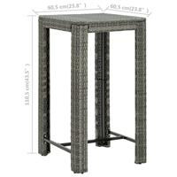 vidaXL Tuinbartafel 60,5x60,5x110,5 cm poly rattan grijs - thumbnail