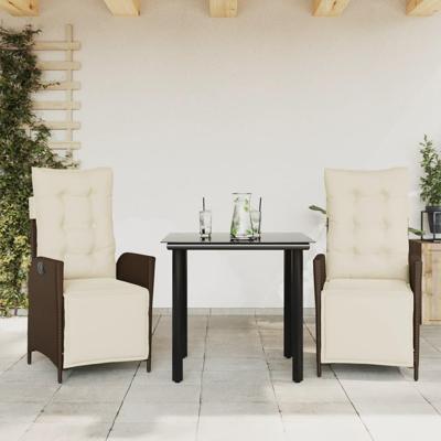 3-delige Tuinset met kussens poly rattan bruin 3-delige Tuinset met kussens poly rattan bruin