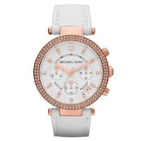 Michael Kors Heren Parker MK2281 wit lederen quartz modehorloge - thumbnail