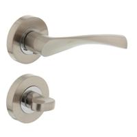 Deurkruk 1687 Giussy op rond rozet 7mm nokken met WC6mm nikkel mat - thumbnail