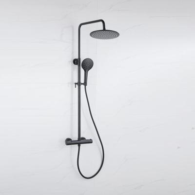 Fortifura Calvi Regendoucheset - thermostatisch - 30cm hoofddouche - gladde slang - ronde handdouche - mat zwart SW115998 SW1139120SW496816 SW706210 Fortifura Calvi Regendoucheset - thermostatisch - 30cm hoofddouche - gladde slang - ronde handdouche - mat zwart SW115998 SW1139120SW496816 SW706210