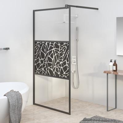 Inloopdouchewand met stenenmotief 115x195 cm ESG-glas zwart Inloopdouchewand met stenenmotief 115x195 cm ESG-glas zwart