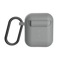 U by UAG [U] DOT Soft-Touch siliconen hoes Apple Airpods 2 (2019) / Apple Airpods 1 (2016) [Wireless Charging compatibel (LED zichtbaar), Lightning-aansluiting afdekking, karabijnhaak] grijs - thumbnail