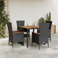 5-delige Tuinset met kussens poly rattan zwart - thumbnail