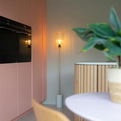 QAZQA Art Deco vloerlamp messing met helder glas - Rid