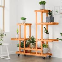 Plantenstandaard met wielen 95x25x101 cm massief vurenhout - thumbnail