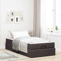 Bedframe met matras Donkerbruin 90 x 190 cm Stof - thumbnail