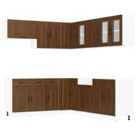 11-delige Keukenkastenset Kalmar bewerkt hout bruin eikenkleur - thumbnail