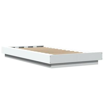 Bedframe met LED-verlichting bewerkt hout wit 90x200 cm