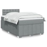 Boxspring met matras stof lichtgrijs 120x190 cm - thumbnail