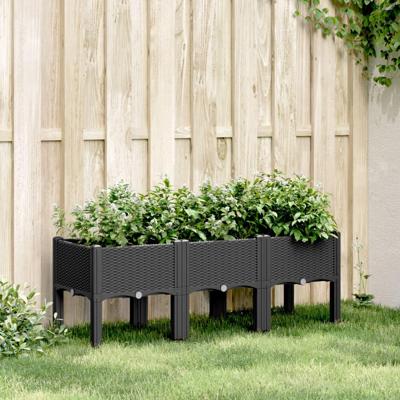 VidaXL Plantenbak met poten 120x40x42 cm polypropeen zwart