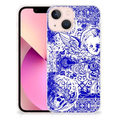 Silicone Back Case iPhone 13 mini Angel Skull Blauw Silicone Back Case iPhone 13 mini Angel Skull Blauw