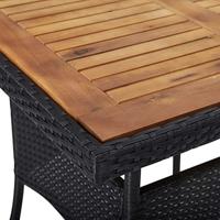 Tuintafel poly rattan en massief acaciahout zwart - thumbnail