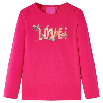 Kindershirt met lange mouwen love-print 128 felroze