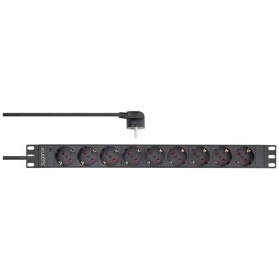 Sygonix SY-5799004 Stekkerdoos 19 inch 9-voudig Zwart Randaarde stekker 1 stuk(s)