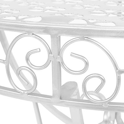 Bijzettafel vintage stijl half rond 72x36x74 cm metaal zilver - thumbnail