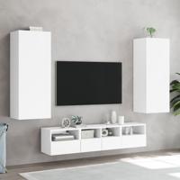 5-delige Tv-meubelset bewerkt hout wit - thumbnail