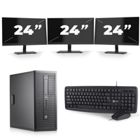 HP EliteDesk 800 G1 Tower - Intel Core i7-4e Generatie - 16GB RAM - 256GB SSD - Windows 10 + 3x 24 inch Monitor - thumbnail