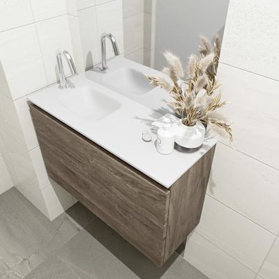 MONDIAZ OLAN 80cm toiletmeubel dark brown. LEX wastafel talc links 1 kraangat MONDIAZ OLAN 80cm toiletmeubel dark brown. LEX wastafel talc links 1 kraangat