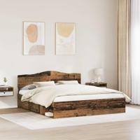 Bedframe met hoofdeinde Oudhout 200 x 200 cm Massief grenenhout - thumbnail