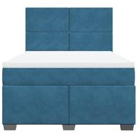 Boxspring met matras fluweel blauw 140x190 cm - thumbnail