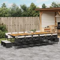 17-delige Tuinset met kussens poly rattan zwart - thumbnail