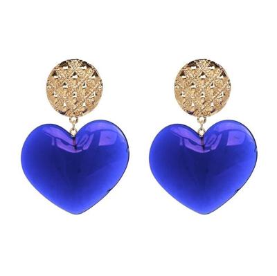 Perzik hart oorbellen retro serie acryl Stud Oorbellen voor vrouwen (Deep Blue)
